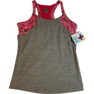 Bolle Tennis Racerback Tank Top Built In Bra Shelf Pink and Gray Size Medium NWT